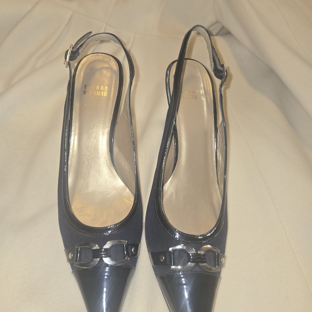 Stuart Weitzman Black Patent Slingback Heels